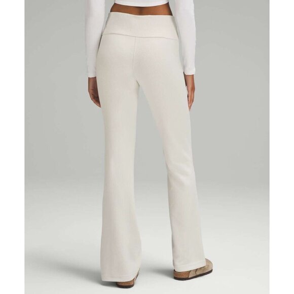Lululemon Brushed Softstreme Ribbed Zip Flared Pant Bone White Women's 0 - Picture 6 of 8